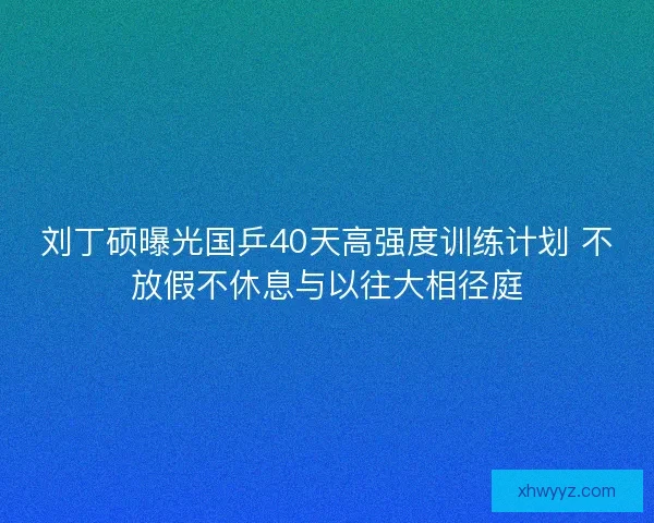 刘丁硕曝光国乒40天高强度训练计划 不放假不休息与以往大相径庭